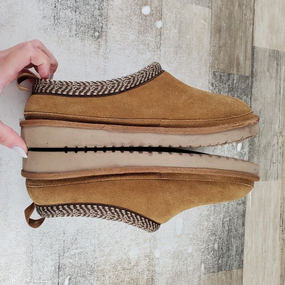 Koolaburra by UGG Burree Mens Slippers Sz 9 Chestnut Suede Slip-On Fleece Lined
